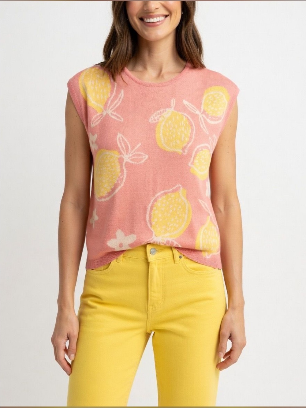 Staccato-lightweight pink and yellow lemon sweater